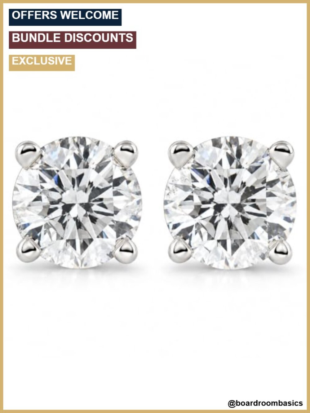 1/2Ct Round Brilliant Cut Diamond Stud Earrings in 14K Gold Classic